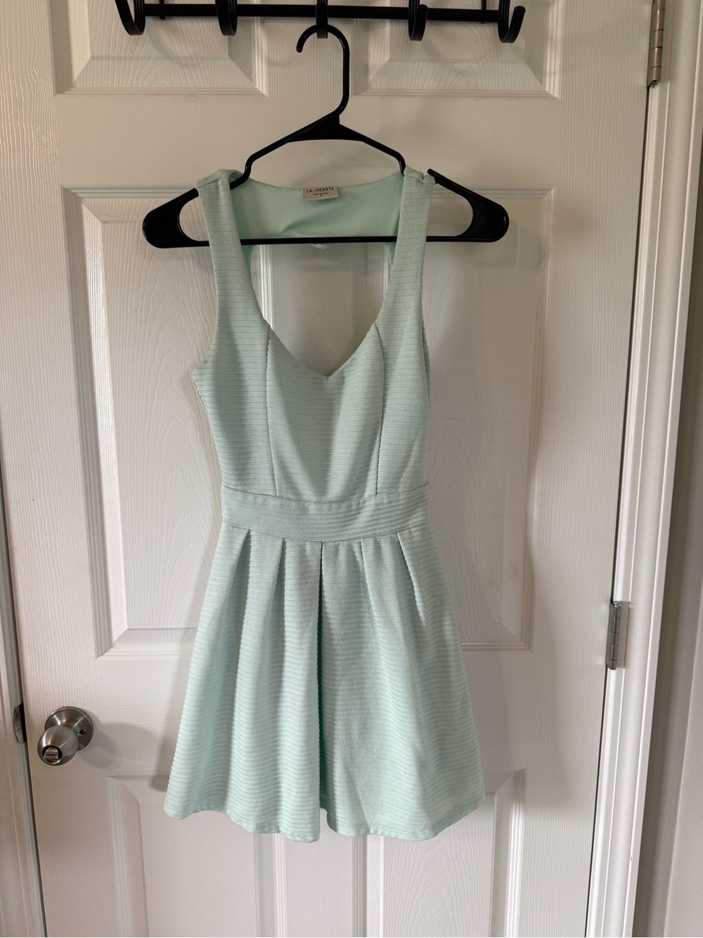La Hearts Mint Green Sleeveless Fit-and-Flare Dress